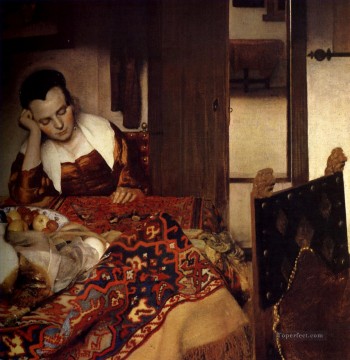 A Maid Asleep Baroque Johannes Vermeer Oil Paintings